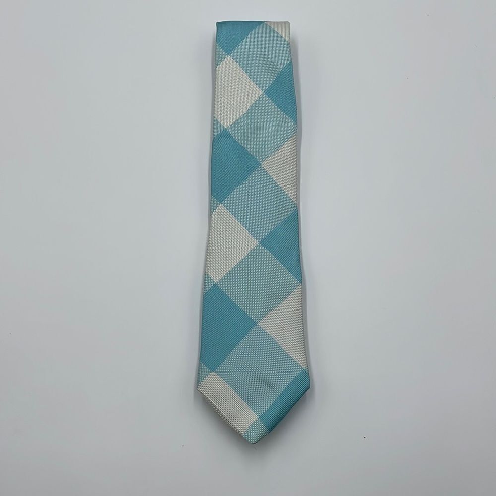 Blue and white 100% silk IKE behar necktie